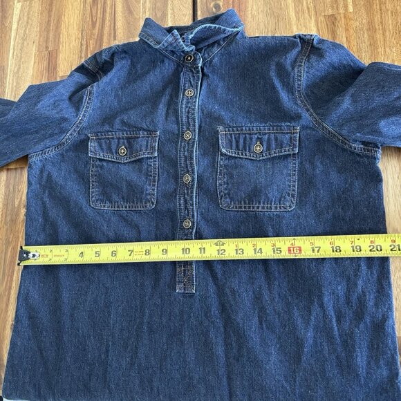 Chaps Womens Dress Blue Denim Long Sleeve Collared Size Medium Preppy Western - Picture 12 of 13